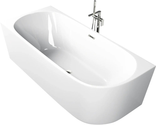 Eckbadewanne Sanotechnik Faro links 170x75x60 cm weiß glatt Freistehende Badewanne mit Armatur