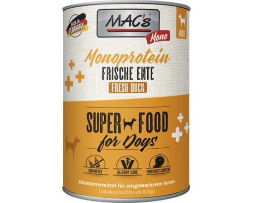 Hundefutter nass MAC´s DOG Mono Sensitive Ente 400 g getreidefrei, Monoprotein Hundefutter nass MAC´s DOG Mono Sensitive Ente 400 g getreidefrei, Monoprotein