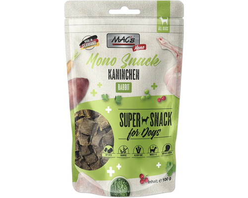 Hundesnack MAC´s DOG Mono Snack Kaninchen 100 g getreidefrei, Monoprotein Hundesnack MAC´s DOG Mono Snack Kaninchen 100 g getreidefrei, Monoprotein