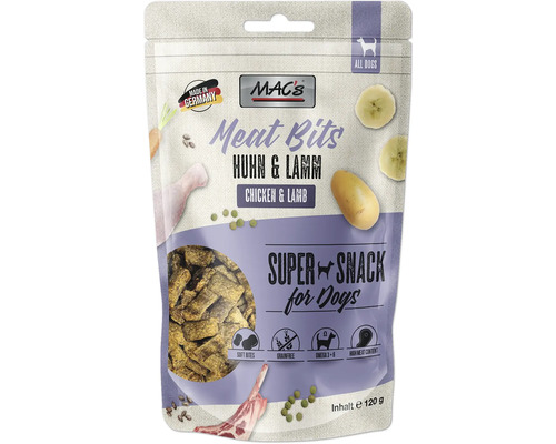 Hundefutter nass MAC´s DOG Meat Bits Huhn und Lamm 120 g getreidefrei Hundefutter nass MAC´s DOG Meat Bits Huhn und Lamm 120 g getreidefrei