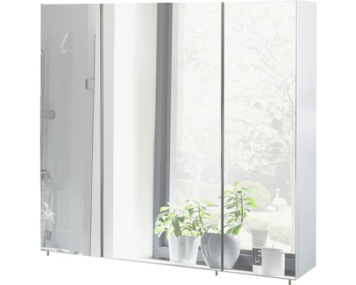 Spiegelschrank Möbelpartner Basic 3-türig 80x16x70 cm weiß hochglanz