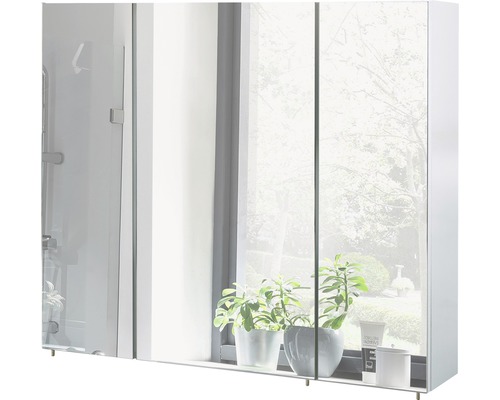 Spiegelschrank Möbelpartner Basic 3-türig 90x16x70,7 cm weiß hochglanz