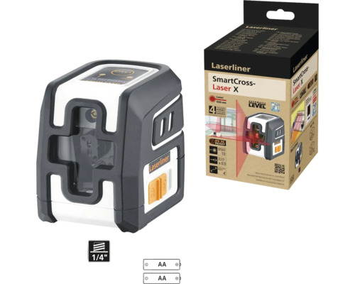 Laserliner SmartCross Laser X Kreuzlinienlaser mit Stativanschluss und Produktverpackung