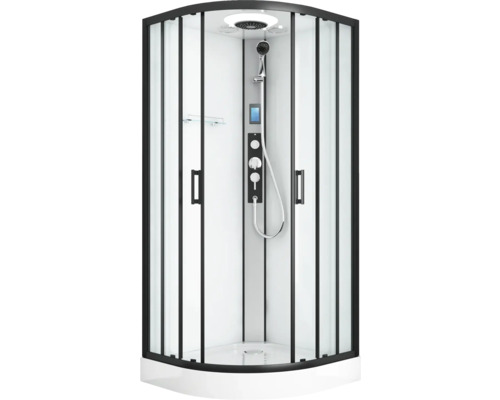 Komplettdusche Sanotechnik AUSTIN 90 x 90 x 215 cm schwarz Komplette Duschkabine mit schwarzem Rahmen, Duschkopf und Bedienelementen