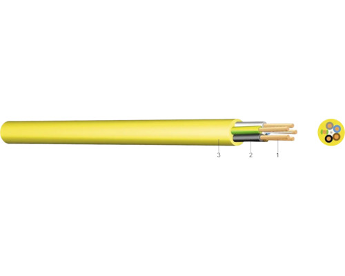 Baustellenleitung XYMM-J K35 5 x 2,5 mm² 100 m, gelb Gelbes Elektrokabel mit mehreren Adern