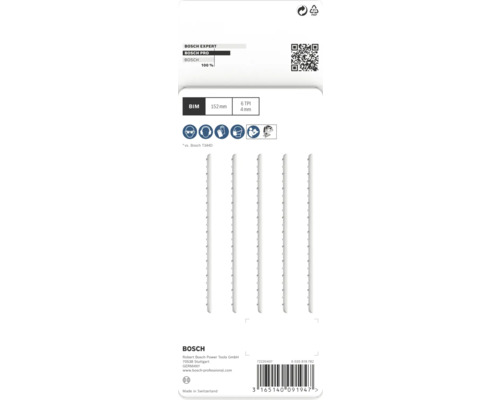 Bosch Expert Stichsägeblätter Set, Bi-Metall, 152 mm, 6 TPI, 4 Stück