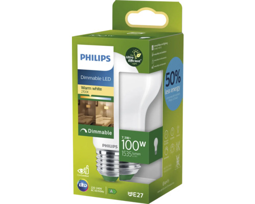 Philips LED Lampe, dimmbar, warmweiß, E27 Sockel, in Verpackung