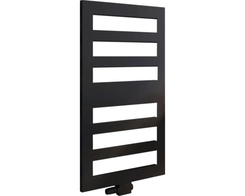 Schwarzer Badheizkörper mit horizontalen Heizstäben