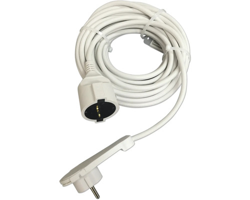 Verlängerungskabel mit Flachstecker 3 x 1,5 mm² H05VV-F, IP 20, 5m, weiß Verlängerungskabel mit Stecker und Kupplung