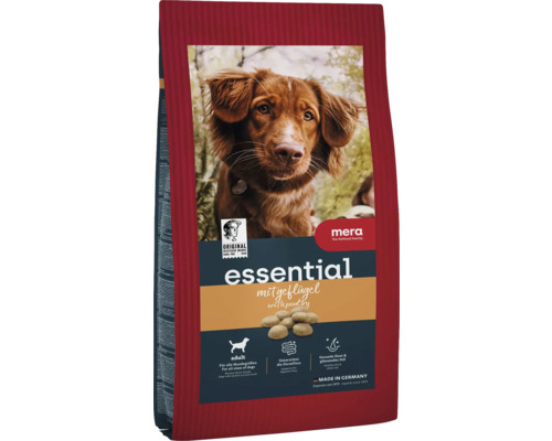 Hundefutter trocken mera essential Adult mit Geflügel 12,5 kg Verpackung von Mera Essential Hundefutter mit Geflügel für ausgewachsene Hunde