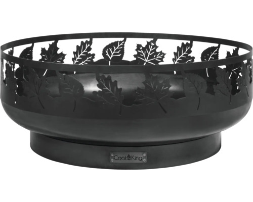 Feuerschale aus Metall mit Blattmuster