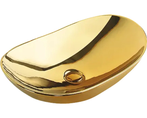 Aufsatzwaschbecken Sanotechnik Design 60x36 cm gold ohne Beschichtung Aufsatzwaschbecken in Bootsform für das Badezimmer