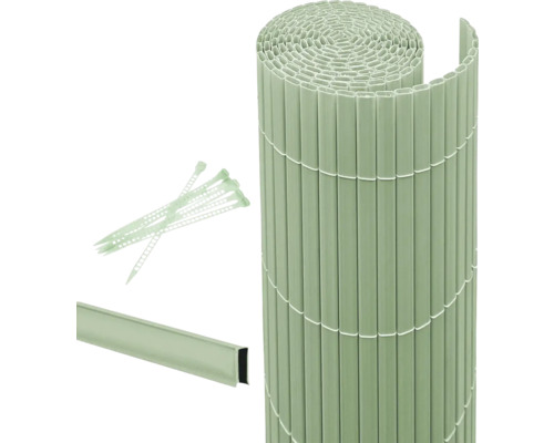Sichtschutzmatte Set videx Rügen inkl. Zubehör 300 x 90 cm grün Kunststoff Sichtschutzmatte als Rolle mit Kabelbindern und Abschlussprofil