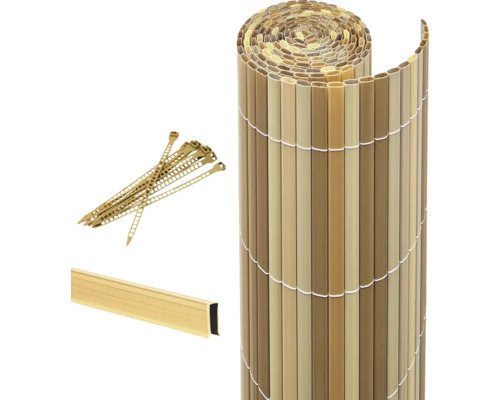 Sichtschutzmatte Set videx Rügen inkl. Zubehör 300 x 90 cm ahorn Bambusmatte mit Kabelbindern