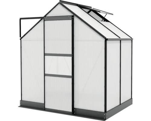 Gewächshaus mit Dachfenster und Schiebetür