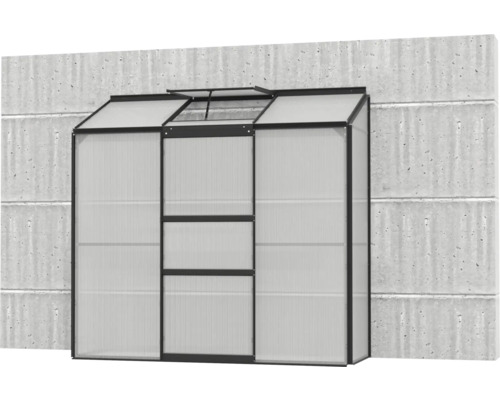 Gewächshaus aus Polycarbonat an einer Wand