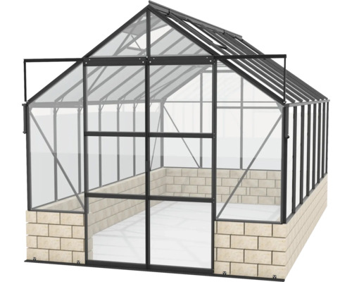 Gewächshaus mit Rahmen und Fundament