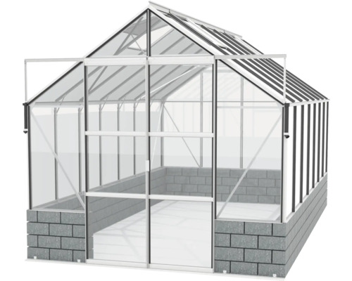 Gewächshaus mit Aluminiumrahmen und Glaspaneelen