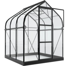 Gewächshaus mit Metallrahmen und transparenten Wänden