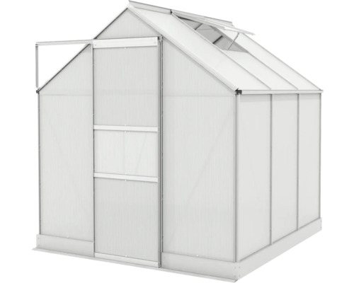 Gewächshaus mit Schiebetür und Dachfenster