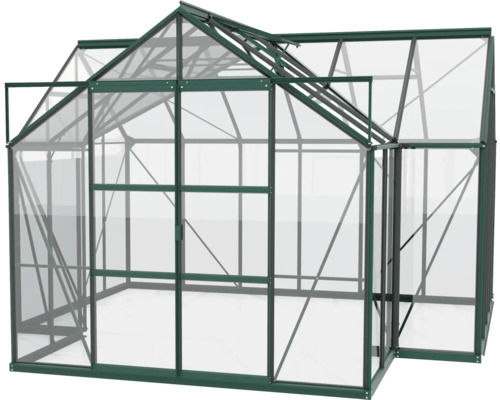 Gewächshaus mit Glas und Metallrahmen