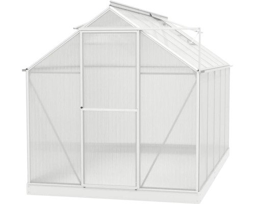 Gewächshaus mit Dachfenster und Tür