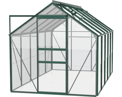 Gewächshaus mit geöffneter Tür für den Garten