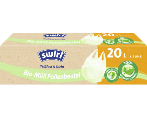 Müllbeutel Swirl Bio 20 L 6 Stk. weiß Verpackung Bio Müllbeutel von Swirl mit 20 Liter Fassungsvermögen und sechs Stück Inhalt
