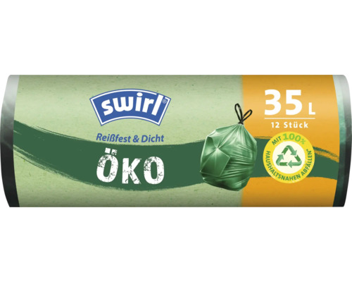 Öko-Müllbeutel mit Zuziehband Swirl® 35 l 12 Stk. grün