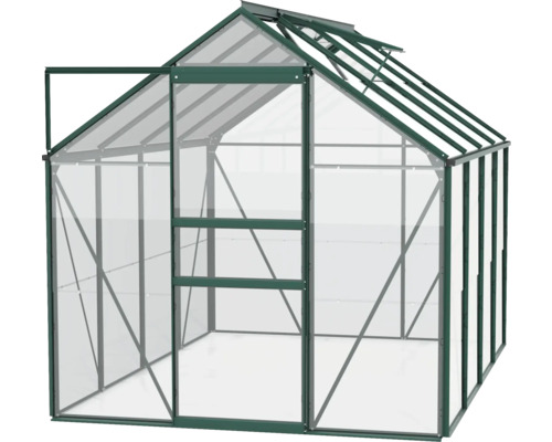 Gewächshaus mit geöffneter Tür für den Garten