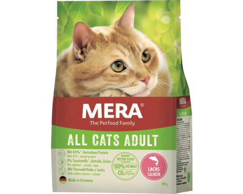 Katzenfutter trocken Mera All Cats Adult Lachs 400 g Mera All Cats Adult Trockenfutter mit Lachs, 400 Gramm Packung