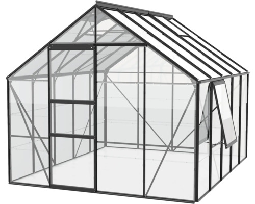 Gewächshaus mit Dachfenster und Tür