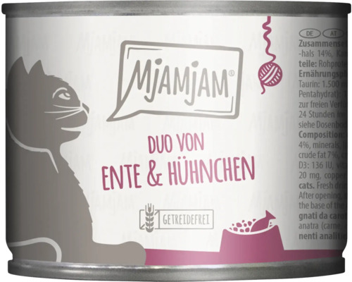 Katzenfutter nass MjAMjAM Duo Ente und Huhn 200 g getreidefrei, glutenfrei Katzenfutter nass MjAMjAM Duo Ente und Huhn 200 g getreidefrei, glutenfrei