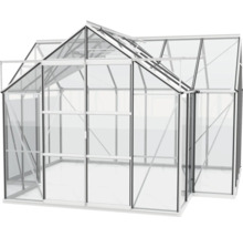 Gewächshaus mit Glaswänden und Aluminiumrahmen