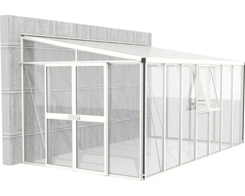 Anlehngewächshaus Vitavia Athena 11900 Einscheibensicherheitsglas/ Hohlkammerplatten 265,9x460,1 cm weiß