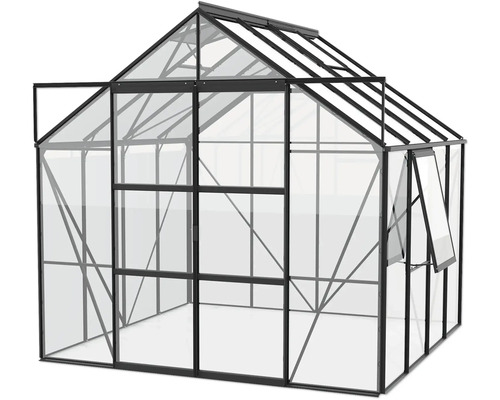 Gewächshaus mit Stahlrahmen und Glasplatten