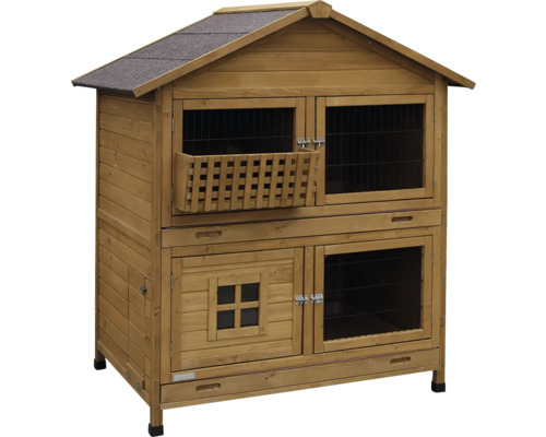 Doppelstöckiger Kleintierstall aus Holz mit Dach