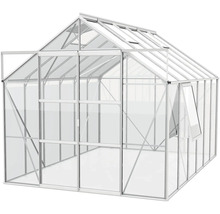 Gewächshaus mit geöffneter Tür und Fenster zur Pflanzenzucht