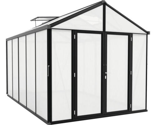 Gewächshaus mit Dachfenster und Doppeltür