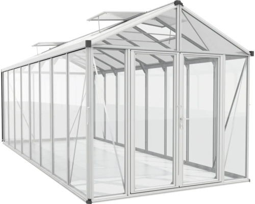 Gewächshaus mit Aluminiumrahmen und Glasscheiben