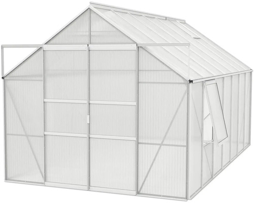 Gewächshaus mit geöffneter Tür und Fenster für Gartenbau