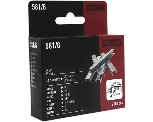 J.C. Schwarz Heftklammern 581/6, 2000 Stück