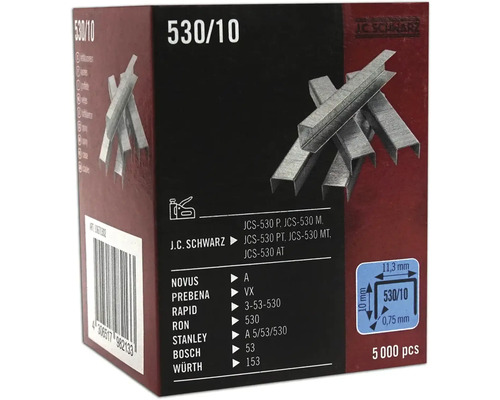 J C Schwarz Heftklammern Typ 530/10, 5000 Stück