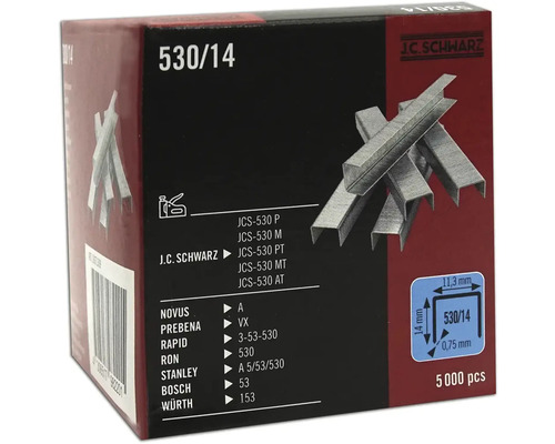 Verpackungseinheit J.C. Schwarz Heftklammern Typ 530/14 mit 5000 Stück