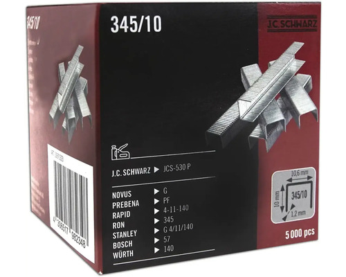 Verpackungseinheit J.C. Schwarz Klammern Typ 345/10, 5000 Stück
