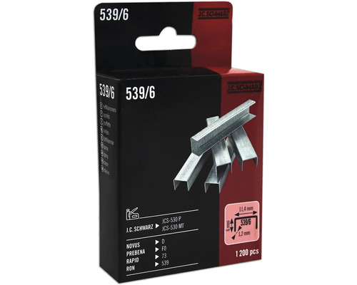 Tackerklammer JC Schwarz 539/06, 1200 Stk J.C. Schwarz Heftklammern 539/6, 1200 Stück