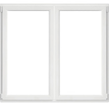 Weißes Doppelfenster mit Fensterrahmen