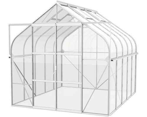 Gewächshaus mit geöffneter Tür für den Garten