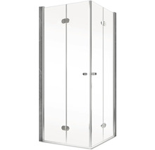 Eckdusche mit Klarglas und Metallrahmen