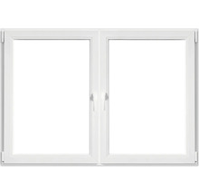Weißes Doppelfenster mit Fenstergriffen